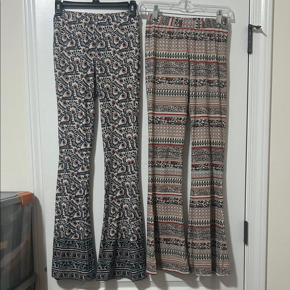 About A Girl Printed Boot Cut & Flare Pants in Black and Neutral